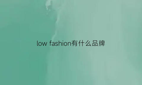 lowfashion有什么品牌(lowfashionshop)